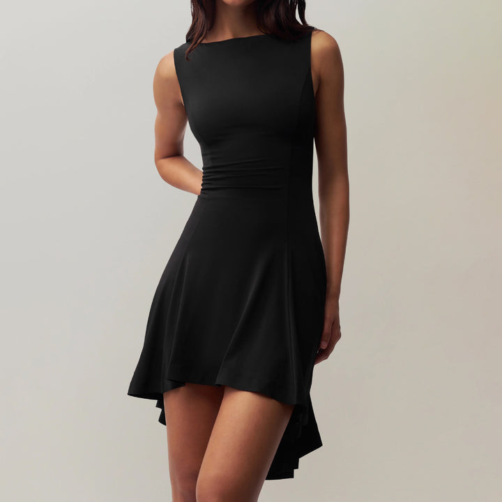 Damen elegantes Kleid mit asymmetrischem Saum und figurbetontem Design Drune