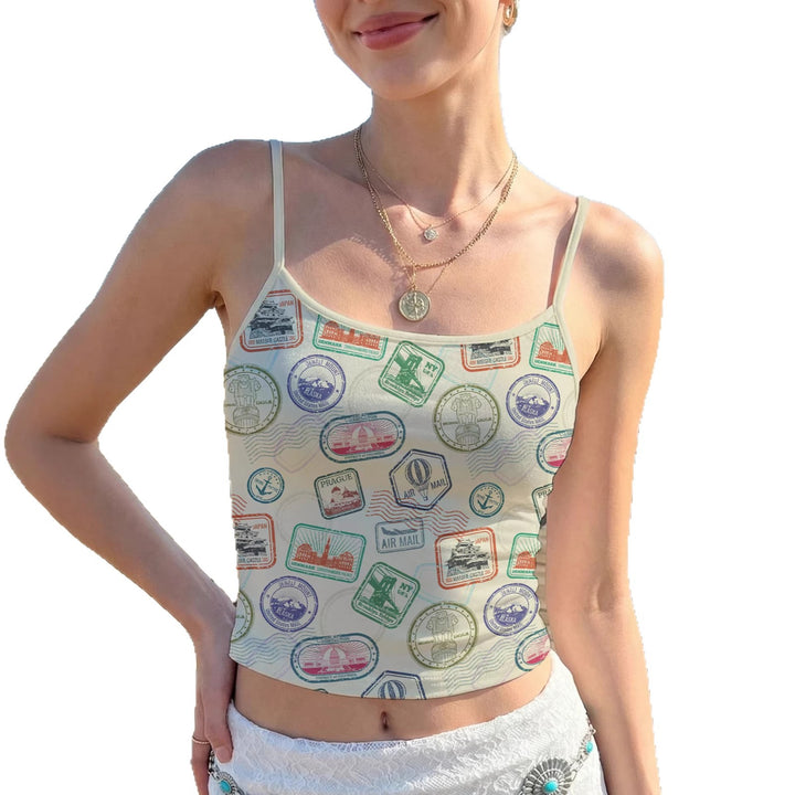 Damen Crop-Top mit kreativem Grafikdruck Drune
