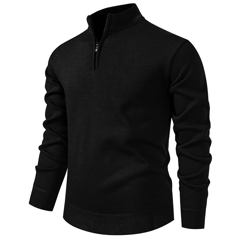 Herren nan Feinstrickpullover mit Kurzreißverschluss Stehkragen elastischen Bündchen Drune