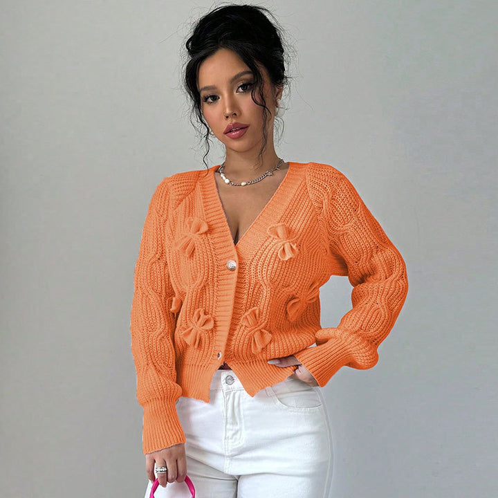 Damen Strickjacke mit floralem Reliefdesign und knopfbaren Details Drune