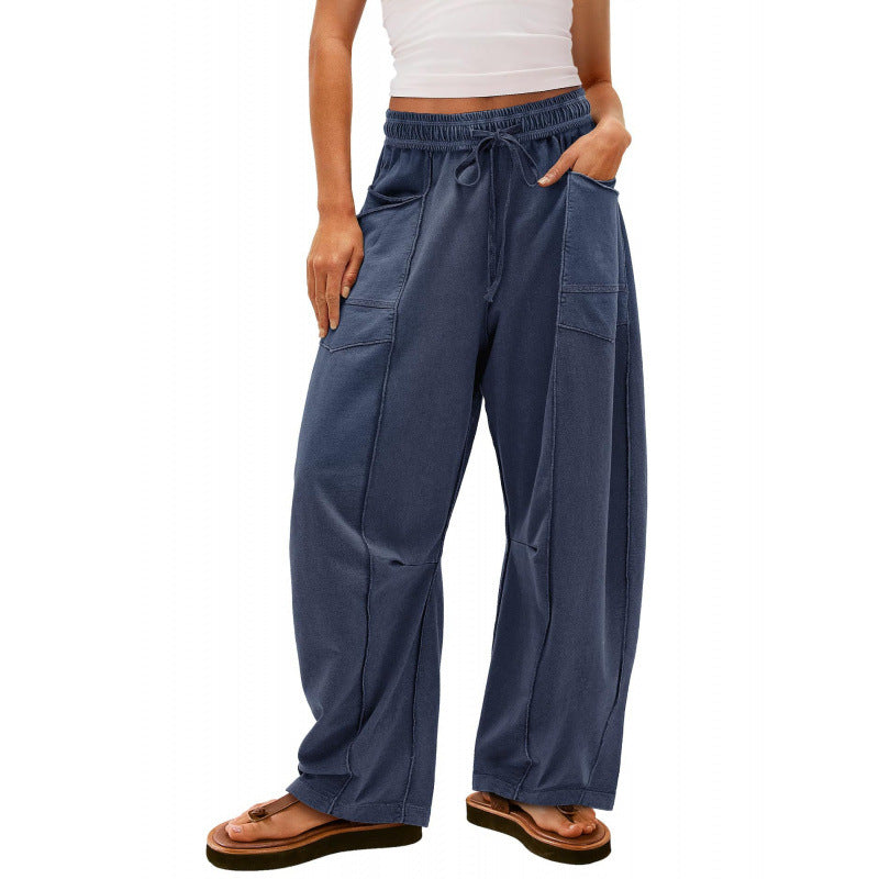 Damen weite Freizeithose mit praktischen Seitentaschen und elastischem Bund Drune