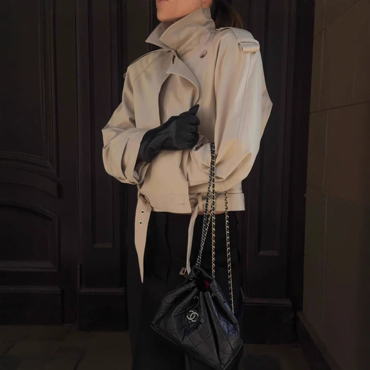 Damen elegante Trenchjacke mit innovativem Schnitt und praktischen Details Drune