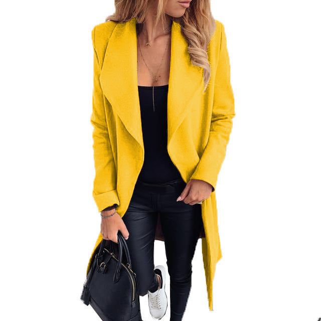 Damen eleganter Öffentlicher Mantel mit asymmetrischem Schnitt und weichem Stoff Drune