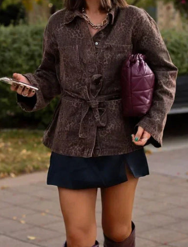 Damen Leinenhemdjacke mit tailliertem Schnitt und Gürtel Drune