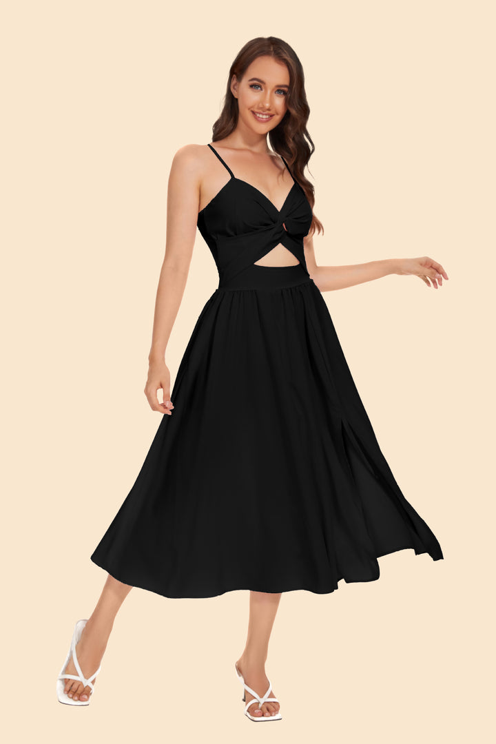 Damen Zweiteiler Ensemble mit elegantem knotenfreier Bluse und fließendem Rock mit Schlitz Drune