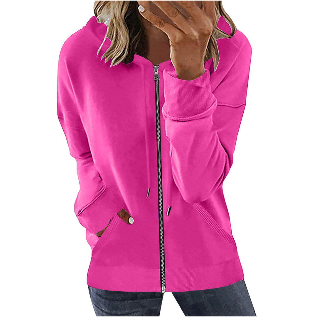 Damen nan Kapuzenjacke mit durchgehendem Reißverschluss, Kängurutaschen und elastischen Bündchen Drune