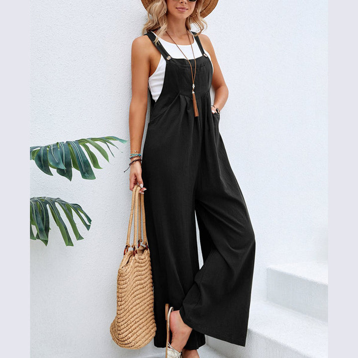 Damen weite Latzhose mit elegantem Schnitt und verstellbaren Trägern Drune