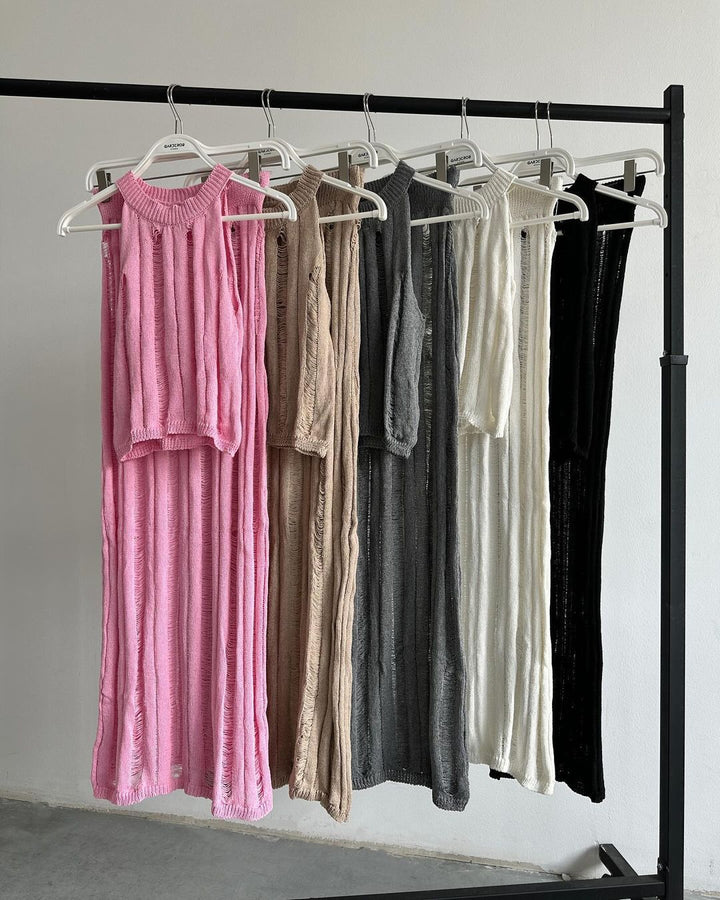 Damen Zweiteiliges Outfit mit elegantem Strickmuster Drune