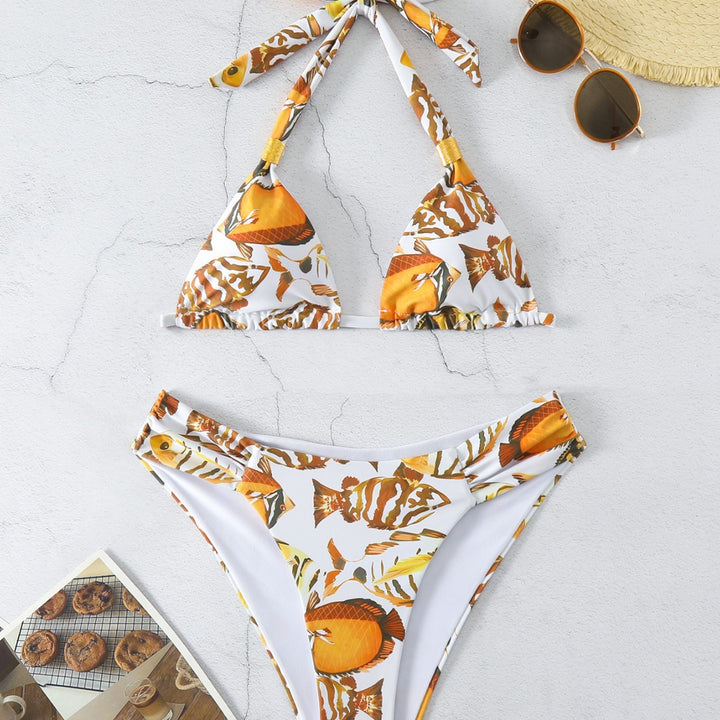 Damen Triangel-Bikini-Set mit verstellbarem Schnürdesign Drune