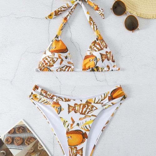 Damen Triangel-Bikini-Set mit verstellbarem Schnürdesign Drune