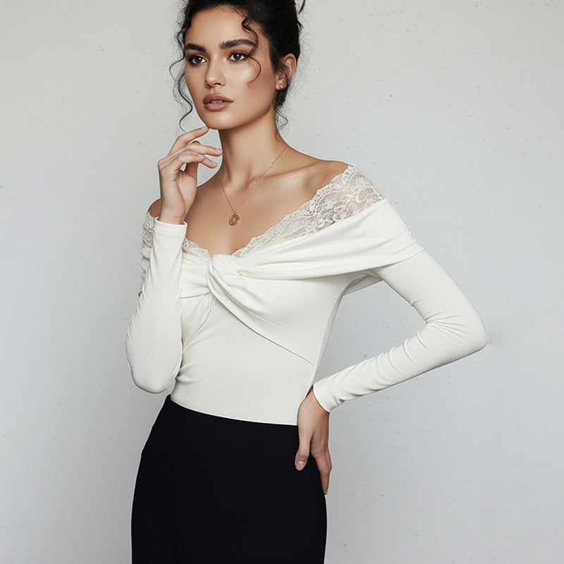 Damen Body mit Spitzendetails und figurbetonten Schnitt Drune