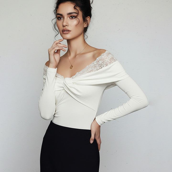 Damen Body mit Spitzendetails und figurbetonten Schnitt Drune