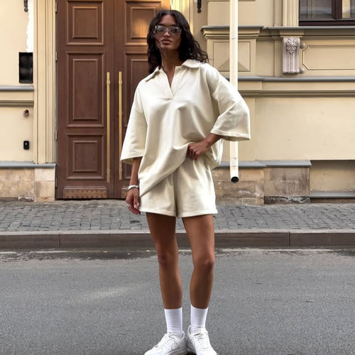 Damen lässiger Poloshirt Dress mit Seitenschlitzen Drune