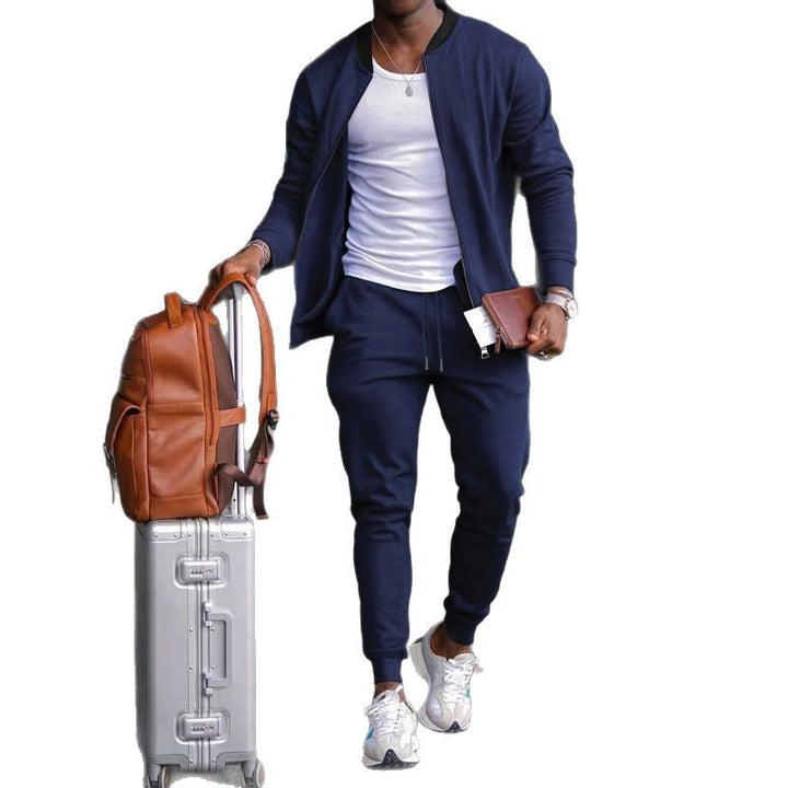 Herren nan sportives Freizeitset mit Bomberjacke und tapered Jogginghose aus Baumwollmix Drune