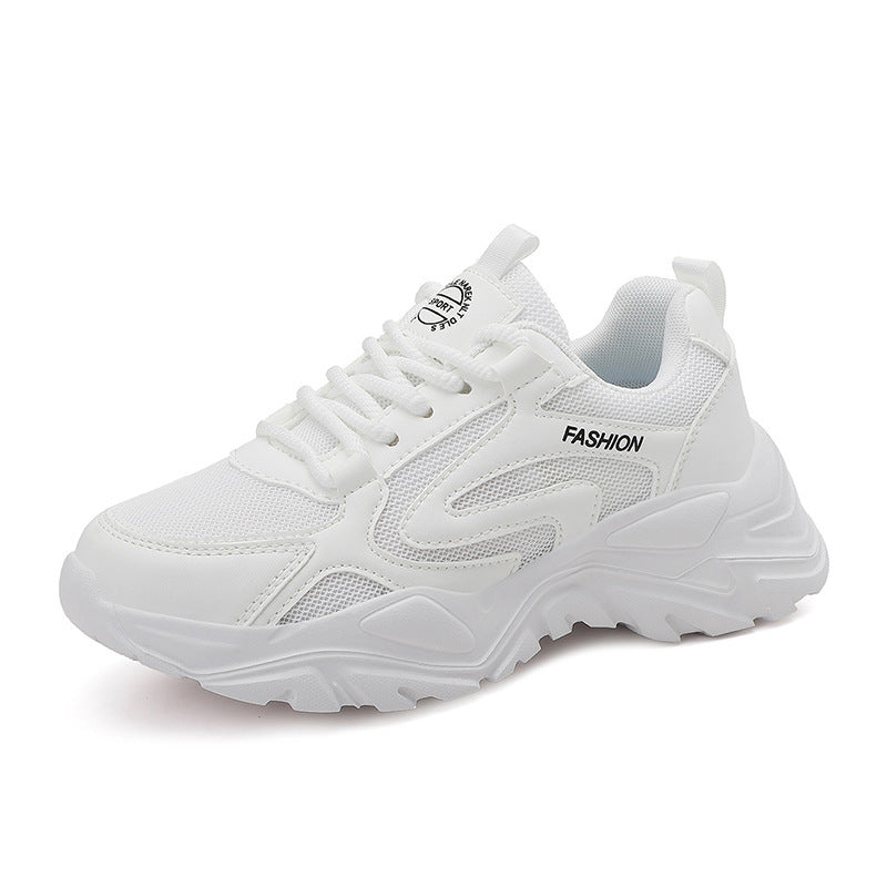 Damen nan voluminöser Plateau-Lifestyle-Sneaker mit Mesh- und Kunstledermix, gepolsterter Ferse und profiliertem Dämpfungssockel Drune