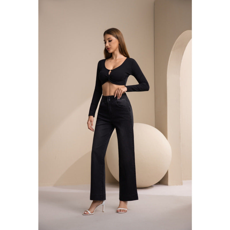 Damen weite High-Waist Jeans mit klassischem Schnitt und modernem Touch Drune