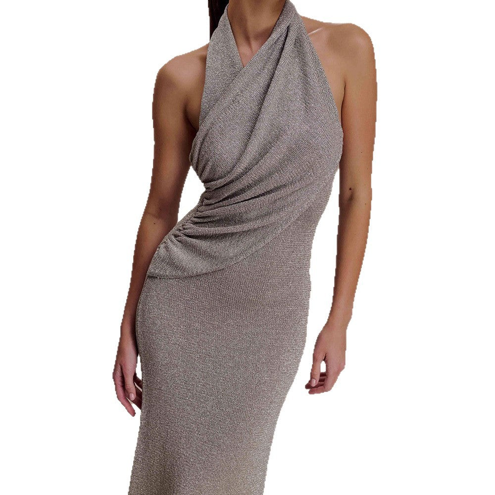 Damen Elegantes Maxikleid mit schimmerndem Stoff und raffiniertem Wickeldetail Drune