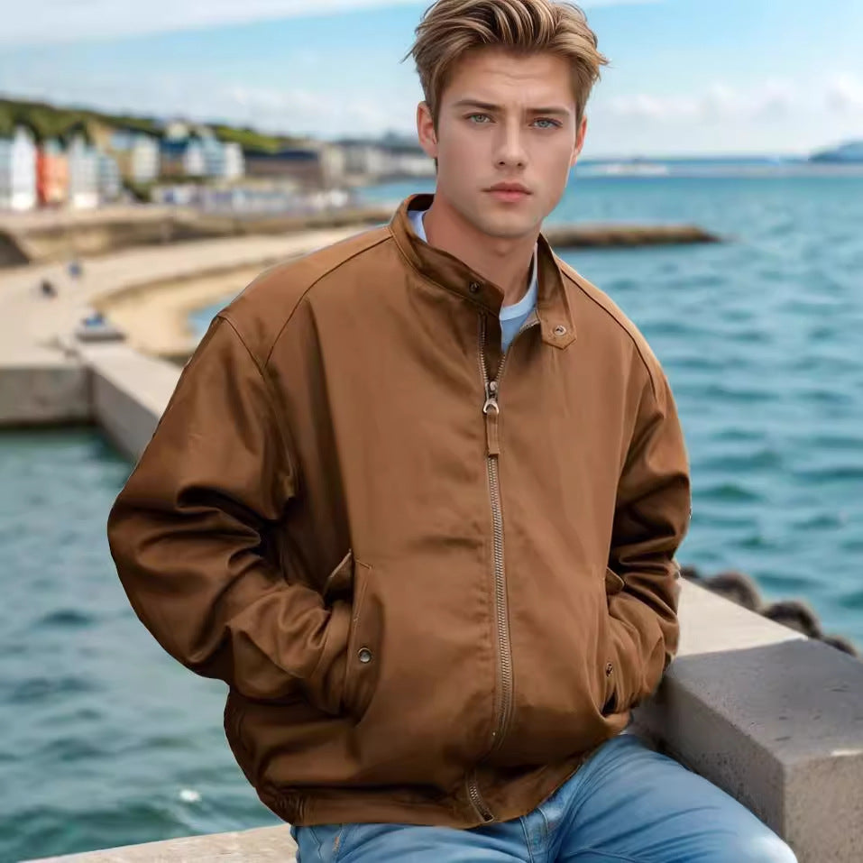 Herren lässige Freizeitjacke mit praktischem Stehkragen Drune
