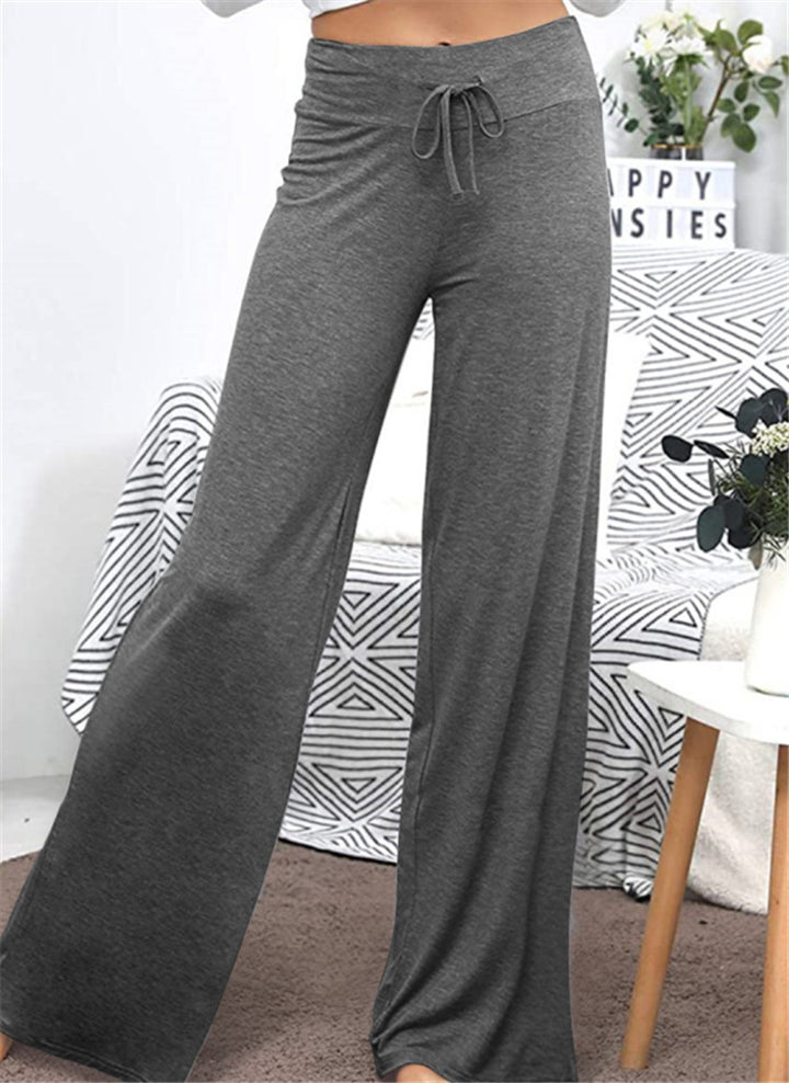 Damen Weite Freizeithose mit elastischem Bund und verstellbarem Kordelzug Drune