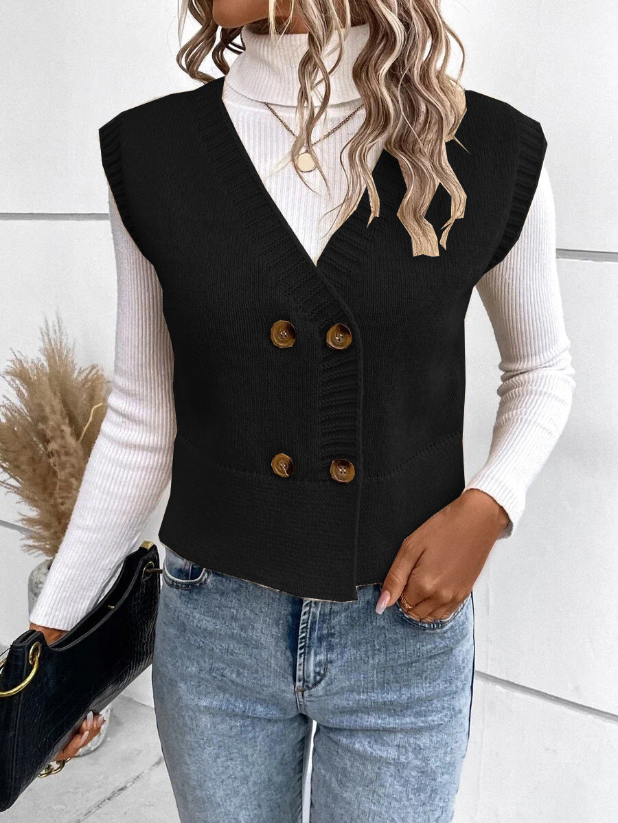 Damen Strickweste mit doppelter Knopfleiste Drune