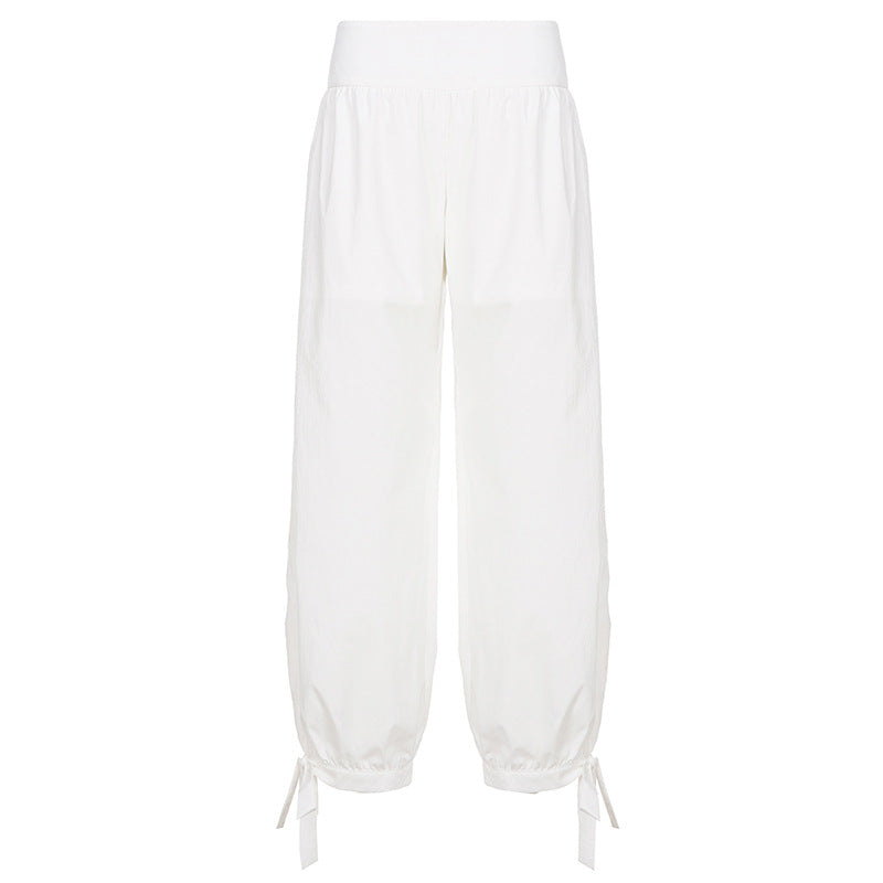 Damen luftige Culotte-Hosen mit Bindebändern Drune