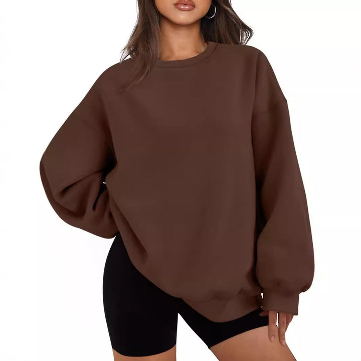 Damen nan Boxy-Crewneck-Sweat mit extraweiter Passform, Raglanärmeln und weichem Fleece-Innenfutter Drune