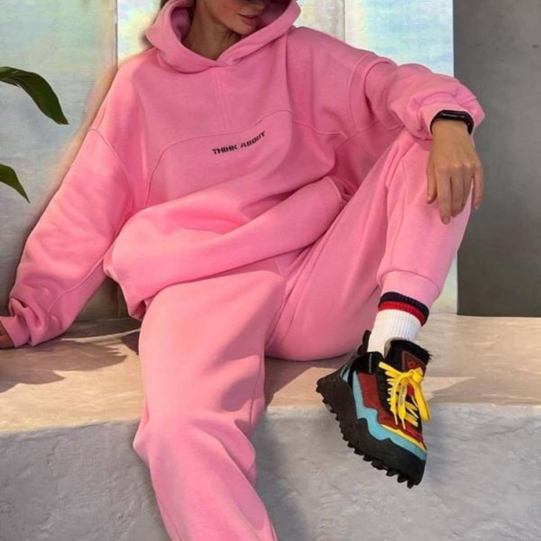 Unisex nan oversized Kapuzenpullover und taillenhohe Jogginghose Set Drune