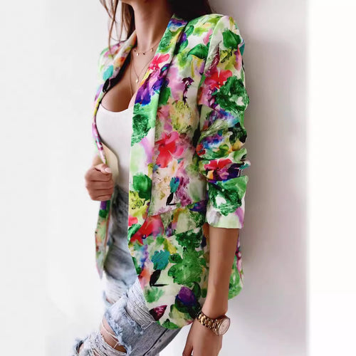 Damen Blumenblazer mit modischem Schnitt und lockeren Ärmeln Drune