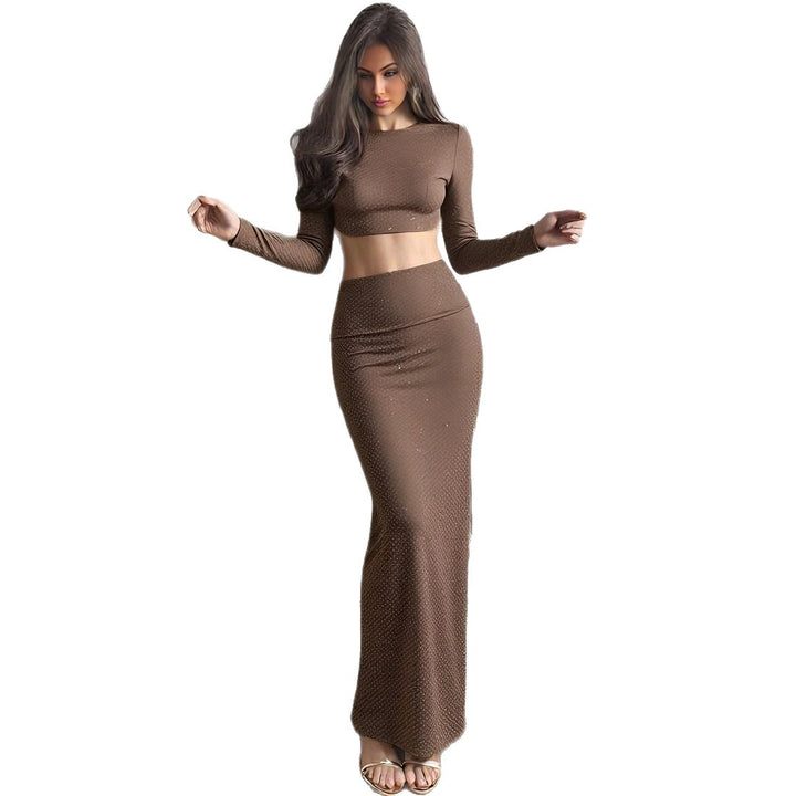 Damen Elegantes Maxikleid mit raffiniertem Cut-Out und hochgeschlossenem Design Drune