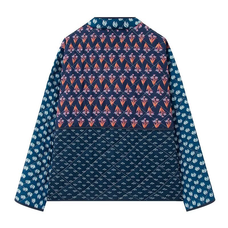 Damen Patchwork Steppjacke mit aufwendigen Mustern und praktischen Taschen Drune