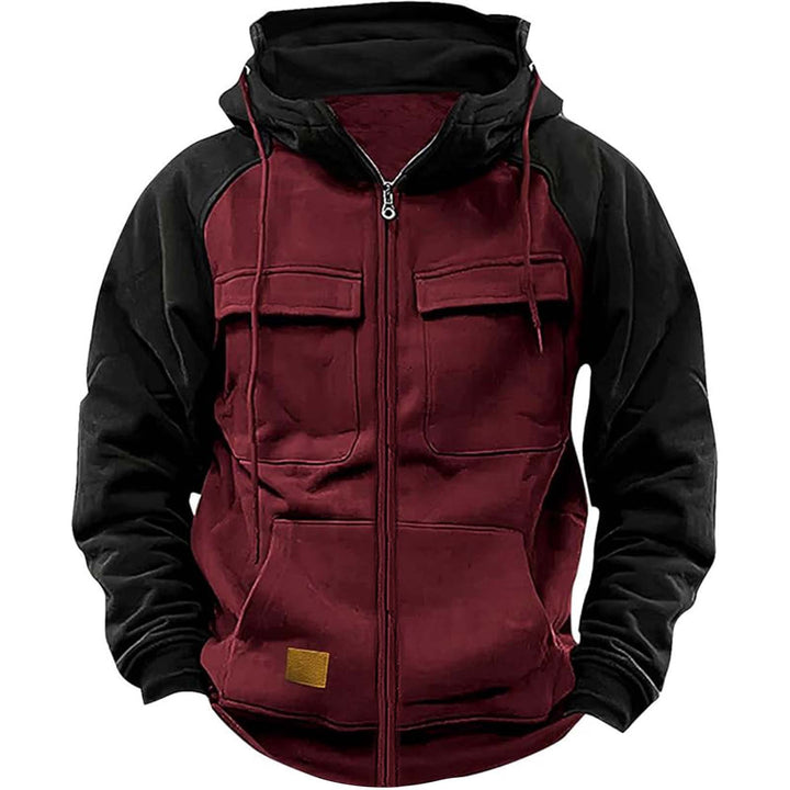 Herren nan Utility-Kapuzenjacke mit Materialmix, Brusttaschen und Reißverschluss Drune