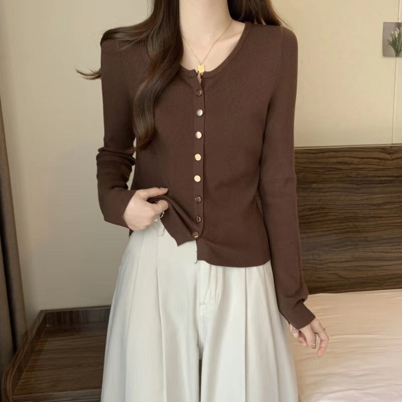 Damen Strickjacke mit perlmuttknöpfen Drune