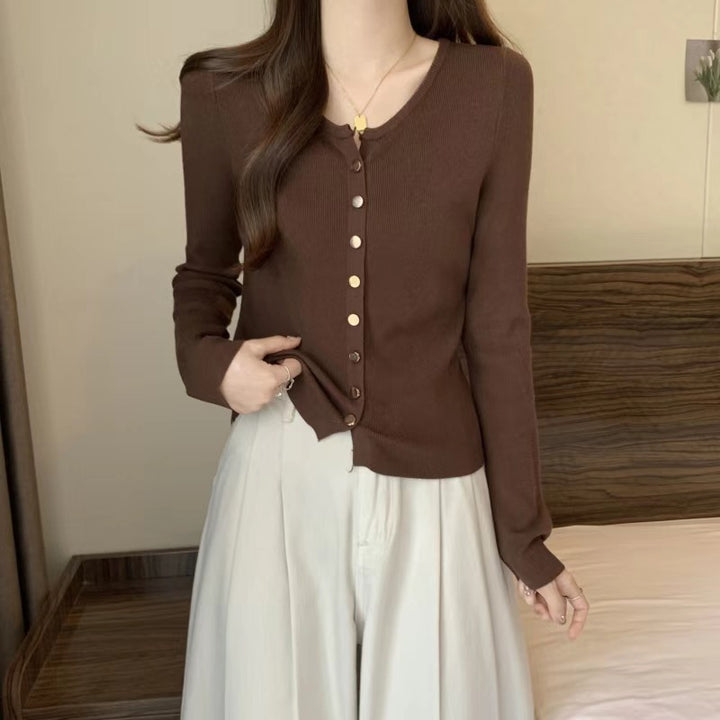 Damen Strickjacke mit perlmuttknöpfen Drune