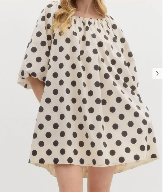 Damen luftiges Polka-Dots Kleid im Oversize-Schnitt Drune