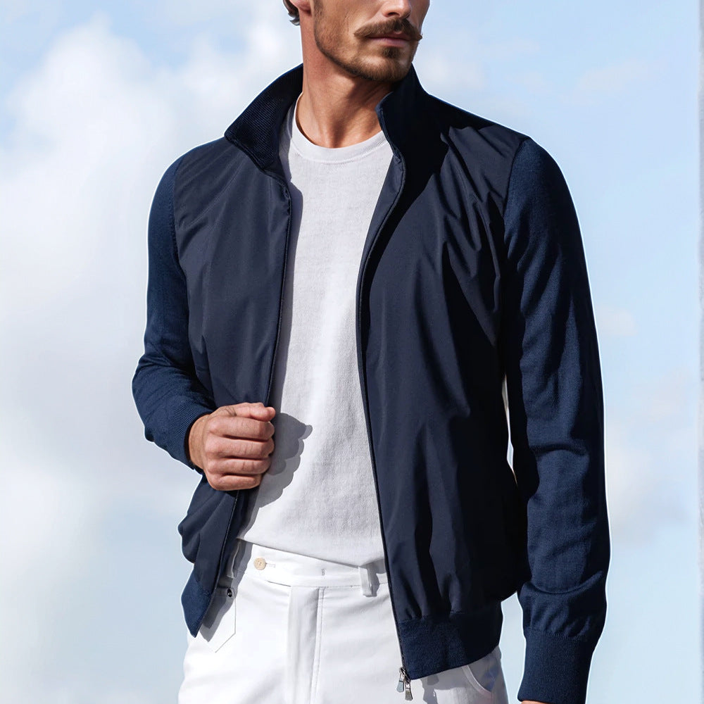Herren stylische Freizeitjacke mit hohem Kragen und praktischen Taschen Drune