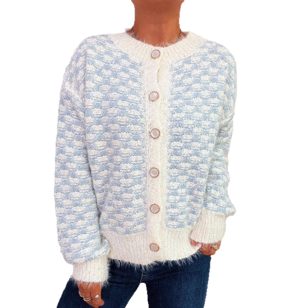 Damen gemütlicher Strickcardigan mit dekorativem Knopfdesign Drune