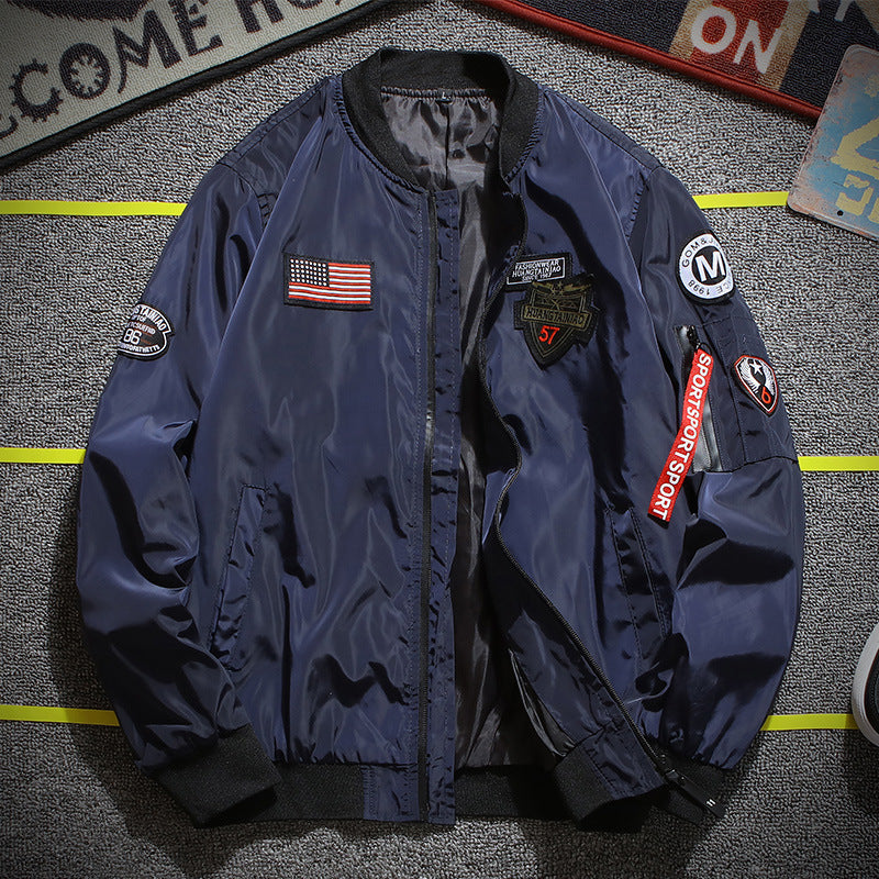 Herren nan stylische Bomberjacke mit Patch-Details und Ärmeltasche Drune