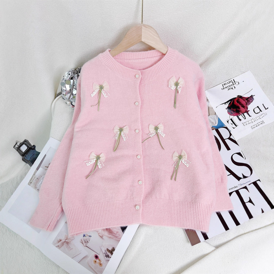 Damen Strickjacke mit filigranen Schleifen-Applikationen Drune