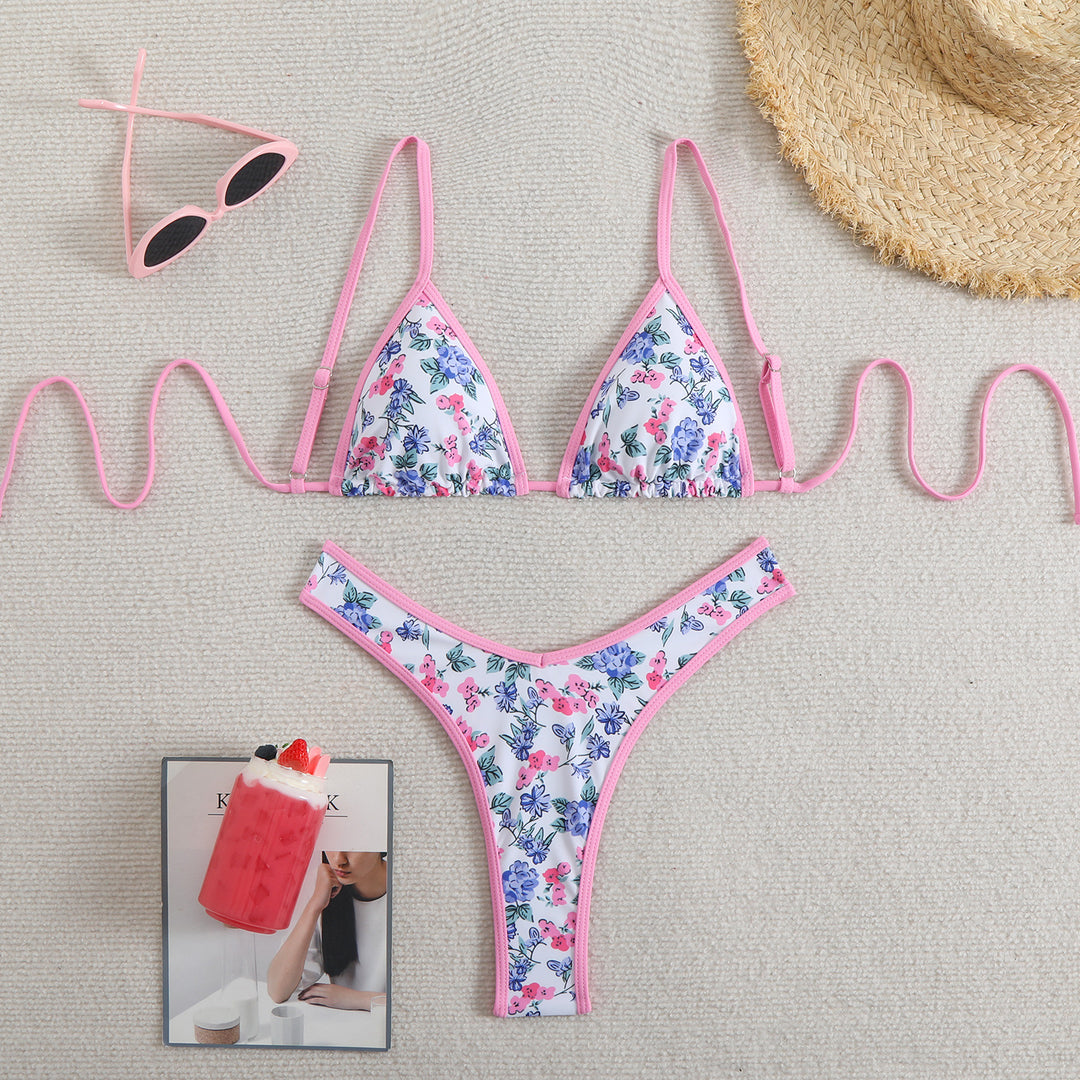 Damen Triangel-Bikini mit floralem Design und verstellbaren Trägern Drune