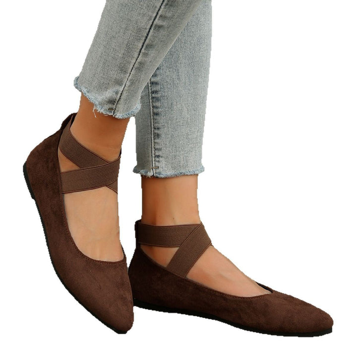 Damen Ballerina-Schuhe mit elastischen Kreuzbändern und rutschfester Sohle Drune