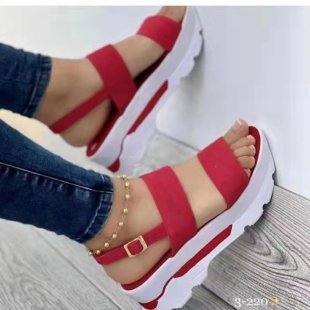 Damen Plateau-Sandalen mit elastischem Riemen und rutschfester Sohle Drune