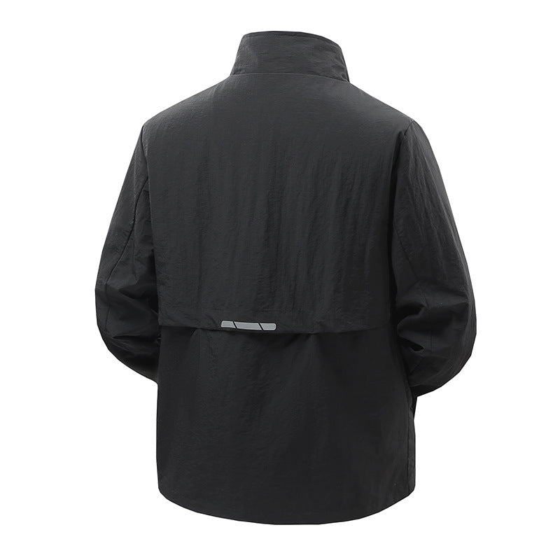 Herren  leichte verpackbare Zip-Up Windbreaker-Jacke mit atmungsaktivem Mesh-Futter und reflektierenden Schulterpaspeln Drune