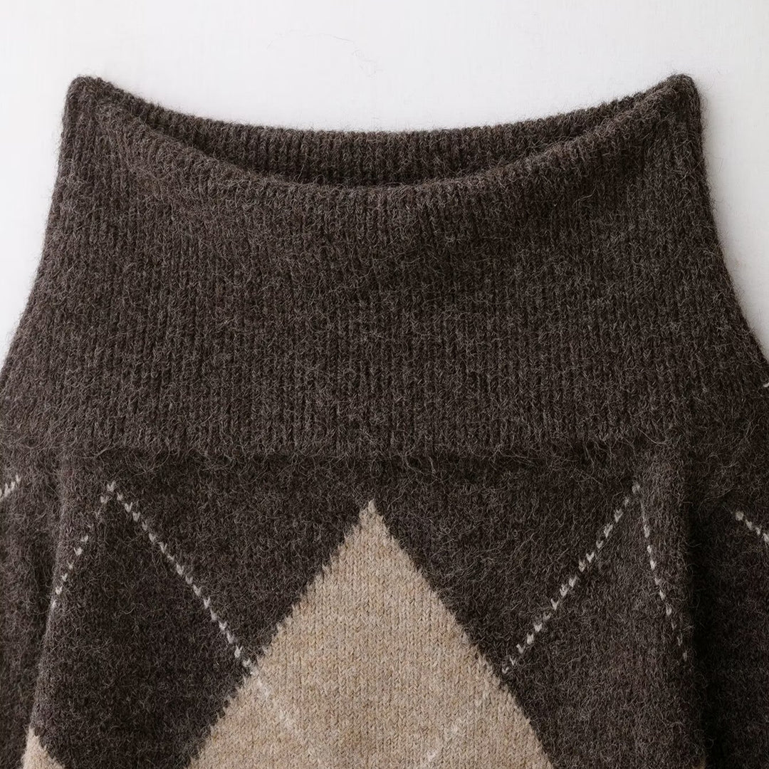 Damen Kuscheliger Pullover mit modernem Rautenmuster Drune