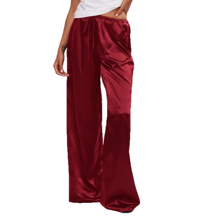 Damen Satin-Hose mit weitem Bein und elastischem Bund Drune