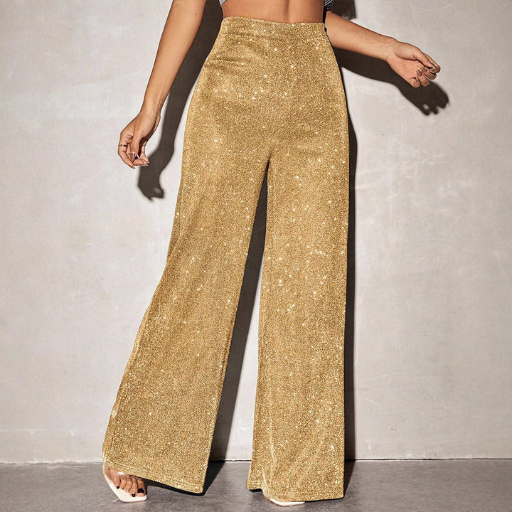 Damen Elegante weite Hose im funkelnden Metallic-Look Drune