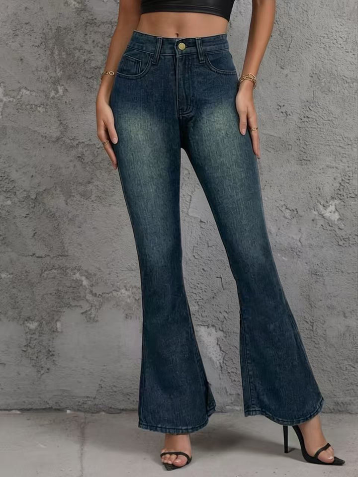 Damen Flared Jeans mit hohem Bund und einzigartigem Strukturdesign Drune