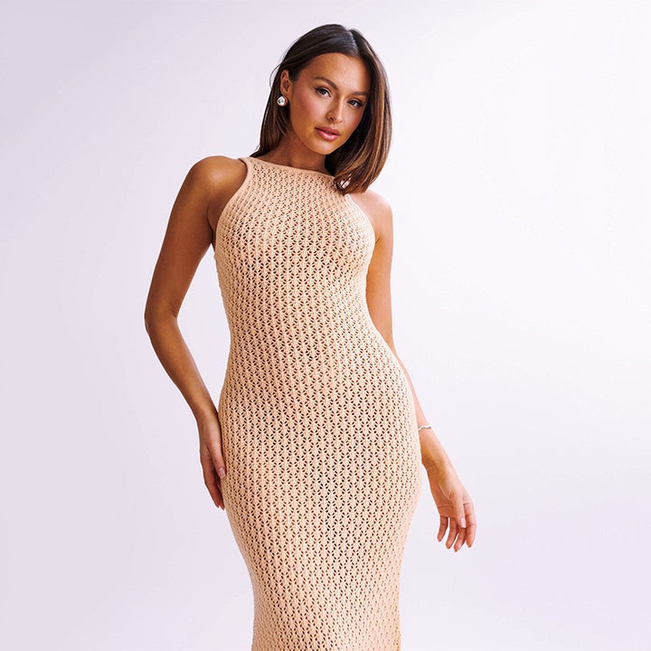 Damen elegantes Häkelkleid mit tiefem Ausschnitt Drune