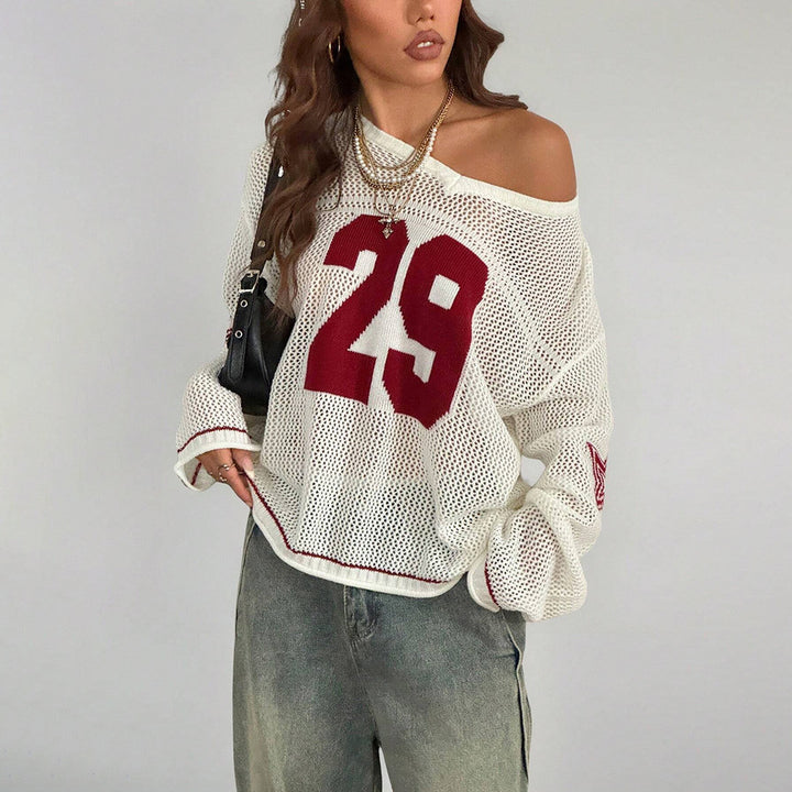 Damen Sportliches Oversized Netzoberteil mit tiefem Rückenausschnitt Drune