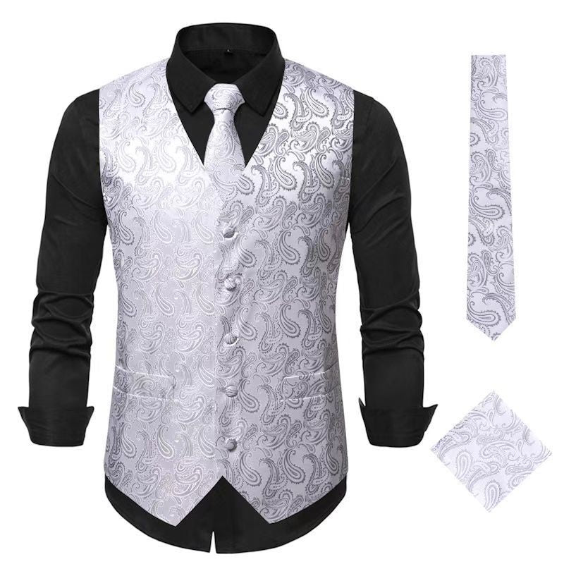 Herren elegantes Weste-Anzugset mit passendem Krawatte und Einstecktuch Drune