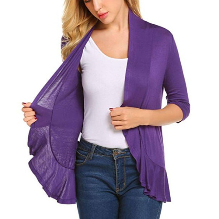 Damen Modische Strickjacke mit asymmetrischem Schnitt und Flatterdetails Drune